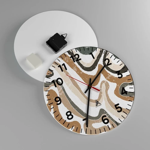 Reloj de pared - Reloj de vidrio - Meandros de colores terrosos - 30x30 cm