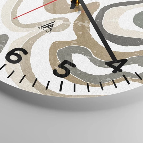 Reloj de pared - Reloj de vidrio - Meandros de colores terrosos - 30x30 cm