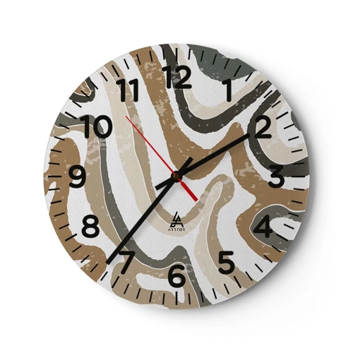 Reloj de pared - Reloj de vidrio - Meandros de colores terrosos - 40x40 cm