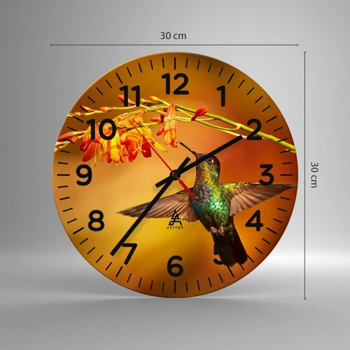 Reloj de pared - Reloj de vidrio - Mensajero de la luz - 30x30 cm