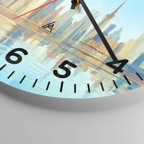 Reloj de pared - Reloj de vidrio - Metrópolis soleada - 30x30 cm