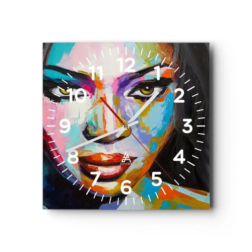 Reloj de pared - Reloj de vidrio - Mirada penetrante - 30x30 cm