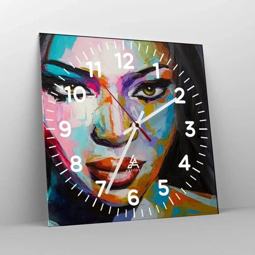 Reloj de pared - Reloj de vidrio - Mirada penetrante - 30x30 cm