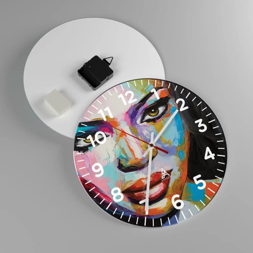 Reloj de pared - Reloj de vidrio - Mirada penetrante - 30x30 cm