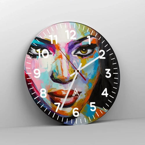 Reloj de pared - Reloj de vidrio - Mirada penetrante - 30x30 cm