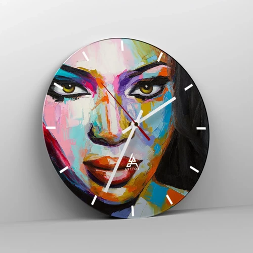 Reloj de pared - Reloj de vidrio - Mirada penetrante - 40x40 cm