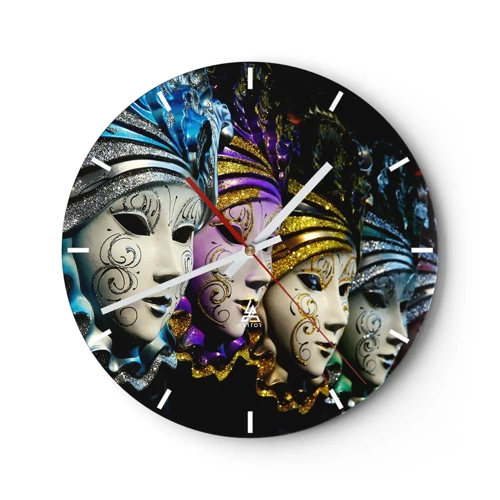 Reloj de pared - Reloj de vidrio - Misterio en oro y plata - 30x30 cm