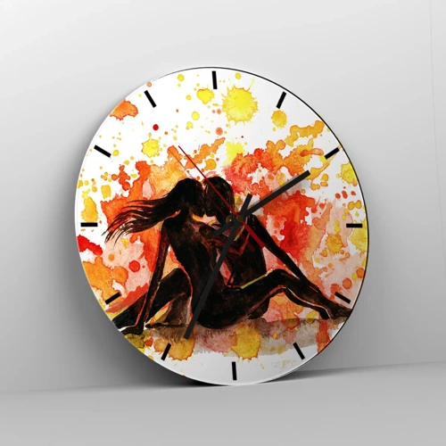 Reloj de pared - Reloj de vidrio - Momento romántico - 30x30 cm