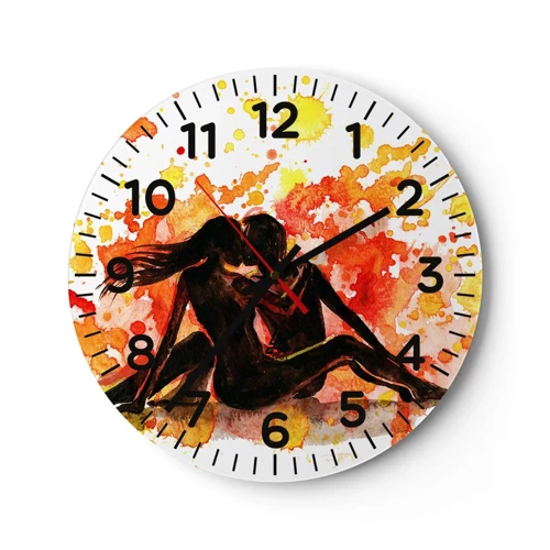 Reloj de pared - Reloj de vidrio - Momento romántico - 30x30 cm