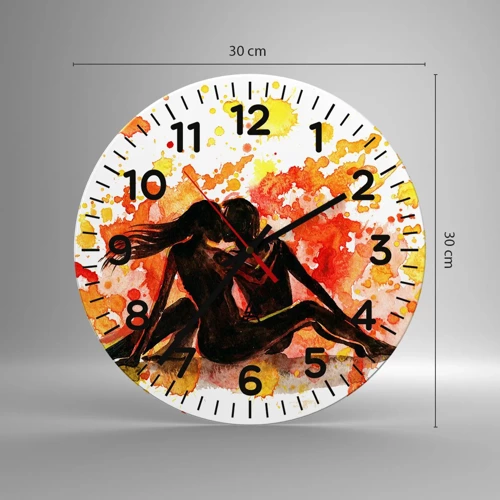 Reloj de pared - Reloj de vidrio - Momento romántico - 30x30 cm