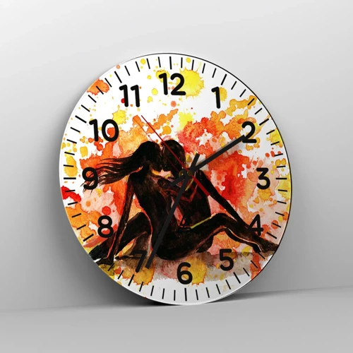 Reloj de pared - Reloj de vidrio - Momento romántico - 30x30 cm