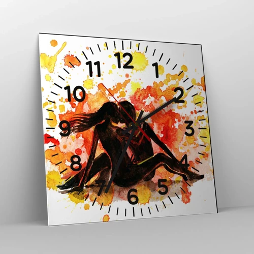 Reloj de pared - Reloj de vidrio - Momento romántico - 40x40 cm