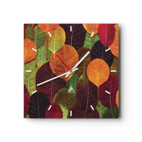 Reloj de pared - Reloj de vidrio - Mosaico de otoño - 30x30 cm