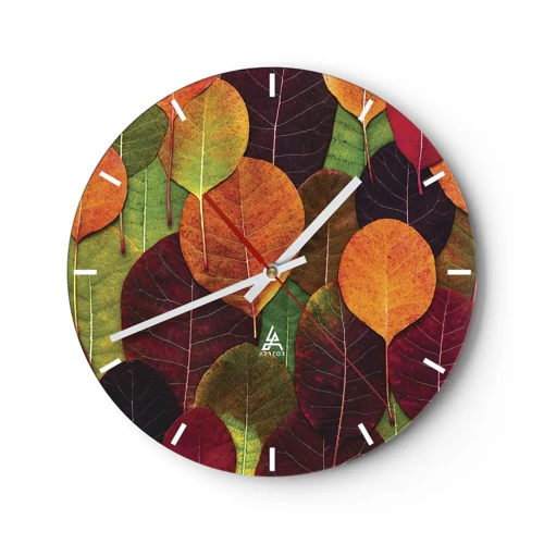 Reloj de pared - Reloj de vidrio - Mosaico de otoño - 30x30 cm