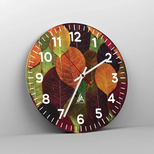 Reloj de pared - Reloj de vidrio - Mosaico de otoño - 40x40 cm