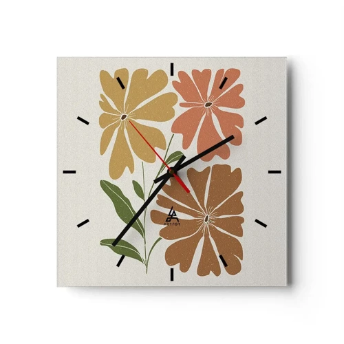 Reloj de pared - Reloj de vidrio - Naturaleza y geometría - 30x30 cm