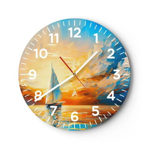 Reloj de pared - Reloj de vidrio - Navegando en oro - 30x30 cm