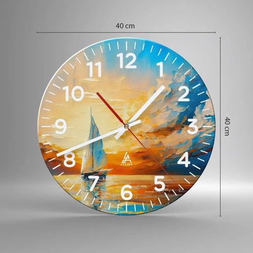 Reloj de pared - Reloj de vidrio - Navegando en oro - 40x40 cm