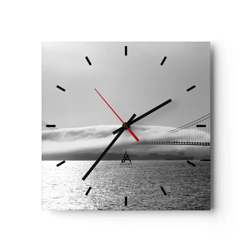 Reloj de pared - Reloj de vidrio - Navegue por el Golden Gate - 30x30 cm