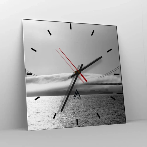 Reloj de pared - Reloj de vidrio - Navegue por el Golden Gate - 40x40 cm