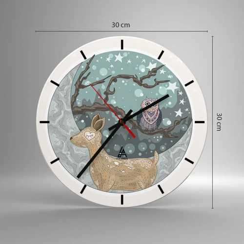 Reloj de pared - Reloj de vidrio - Noche de bosque de cuento de hadas - 30x30 cm