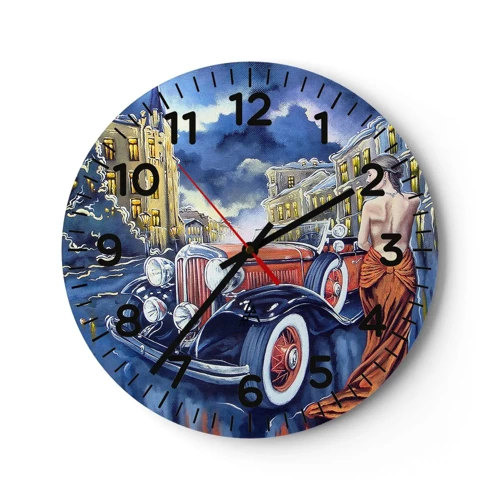 Reloj de pared - Reloj de vidrio - Noche de romanticismo - 30x30 cm