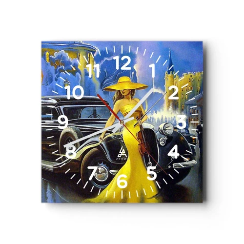 Reloj de pared - Reloj de vidrio - Noche de violín y pasión - 30x30 cm