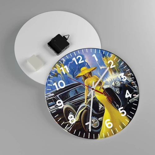 Reloj de pared - Reloj de vidrio - Noche de violín y pasión - 30x30 cm