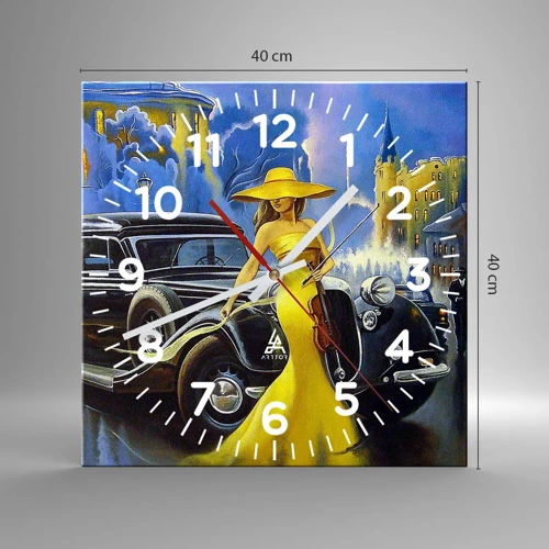 Reloj de pared - Reloj de vidrio - Noche de violín y pasión - 40x40 cm