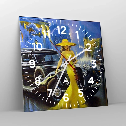 Reloj de pared - Reloj de vidrio - Noche de violín y pasión - 40x40 cm