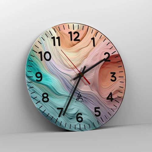 Reloj de pared - Reloj de vidrio - Ola arco iris - 40x40 cm