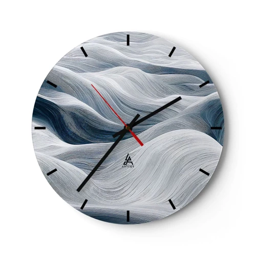 Reloj de pared - Reloj de vidrio - Olas blancas y azules - 30x30 cm
