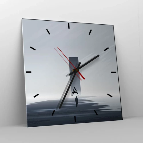 Reloj de pared - Reloj de vidrio - ¿Oportunidad o amenaza? - 40x40 cm