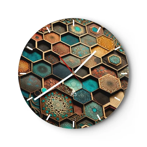 Reloj de pared - Reloj de vidrio - Ornamentos árabes - 40x40 cm