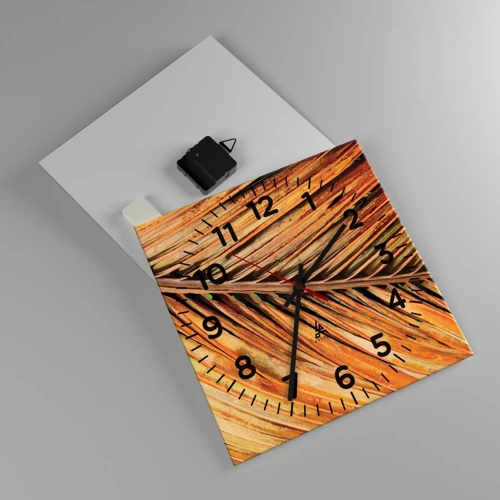 Reloj de pared - Reloj de vidrio - Oro de coco - 30x30 cm