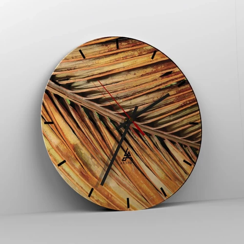 Reloj de pared - Reloj de vidrio - Oro de coco - 30x30 cm