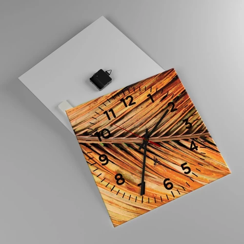 Reloj de pared - Reloj de vidrio - Oro de coco - 40x40 cm