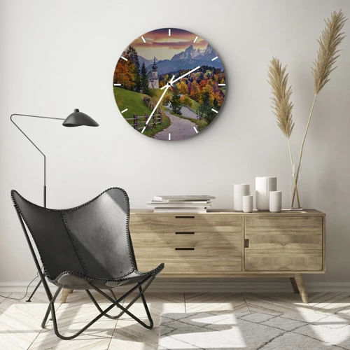 Reloj de pared - Reloj de vidrio - Paisaje como una pintura - 30x30 cm