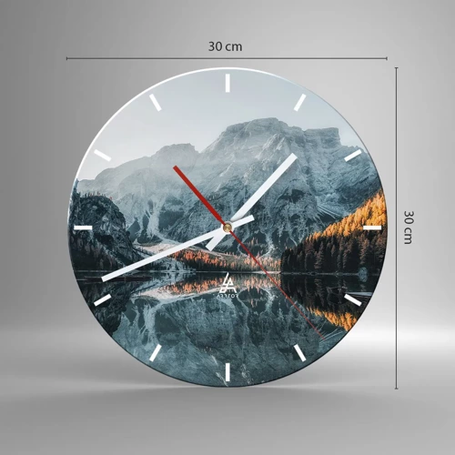 Reloj de pared - Reloj de vidrio - Paisaje en el espejo - 30x30 cm