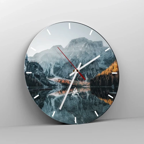 Reloj de pared - Reloj de vidrio - Paisaje en el espejo - 30x30 cm