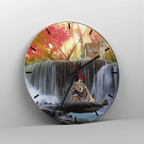 Reloj de pared - Reloj de vidrio - Paisaje surrealista    - 30x30 cm