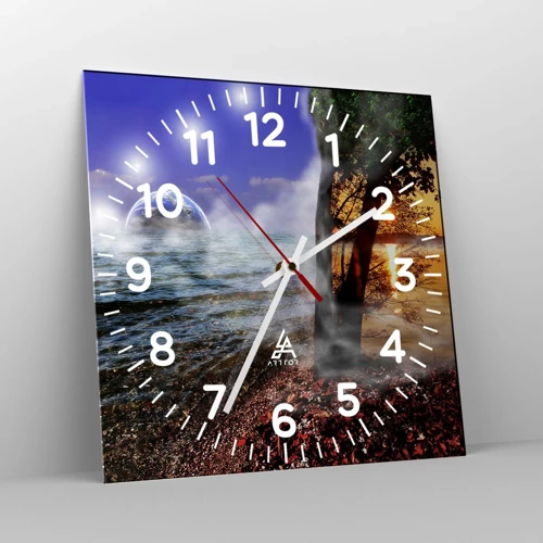 Reloj de pared - Reloj de vidrio - Paisaje surrealista - la naturaleza única - 30x30 cm