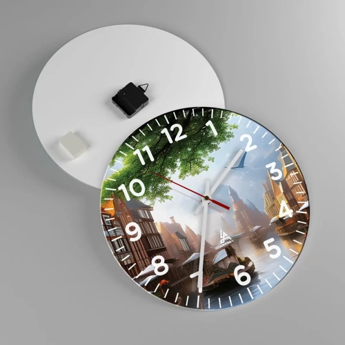 Reloj de pared - Reloj de vidrio - Paisaje urbano holandés - 40x40 cm