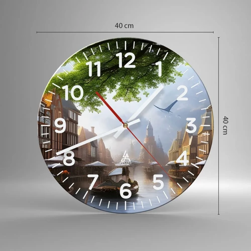Reloj de pared - Reloj de vidrio - Paisaje urbano holandés - 40x40 cm