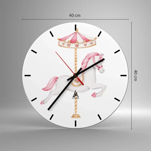 Reloj de pared - Reloj de vidrio - Partió al galope - 40x40 cm