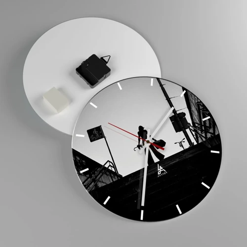 Reloj de pared - Reloj de vidrio - Paseo urbano - 30x30 cm