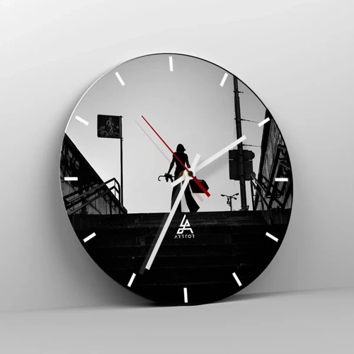 Reloj de pared - Reloj de vidrio - Paseo urbano - 30x30 cm