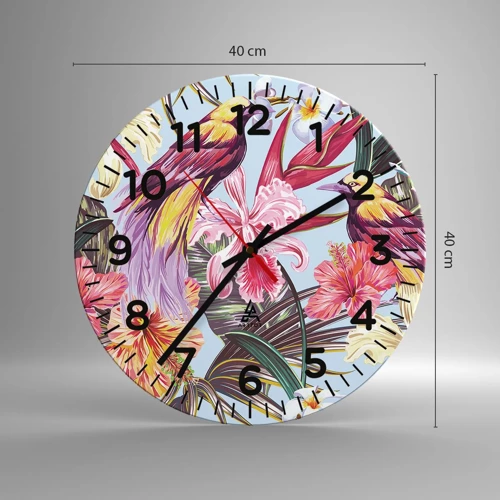 Reloj de pared - Reloj de vidrio - Pétalos y plumas - 40x40 cm