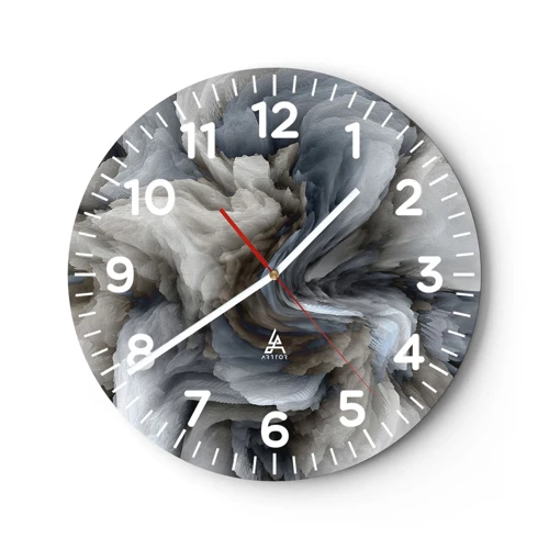 Reloj de pared - Reloj de vidrio - Piedra y flor - 40x40 cm