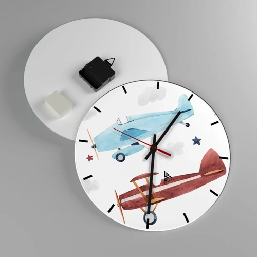 Reloj de pared - Reloj de vidrio - ¡Piloto, estamos esperando! - 30x30 cm